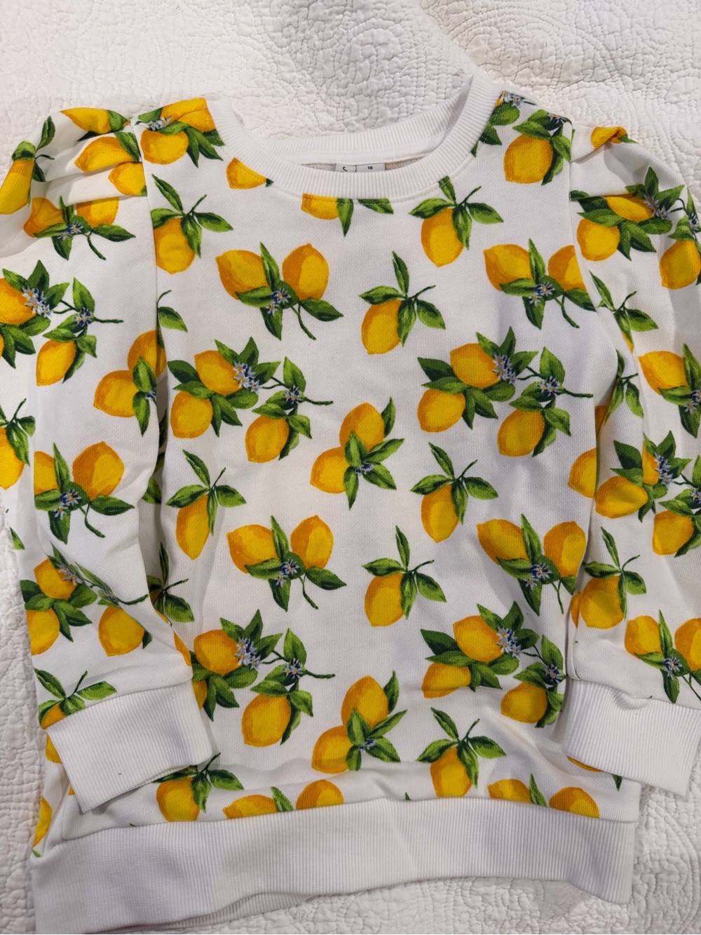 NWOT Janie and JackGirls Lemon Print White Sweatshirt Top